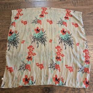 Scarf, Red and Black Floral Infinite with Tropical Design